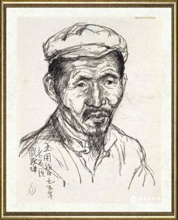 苏高礼_老石匠王同智素描Old Mason Wang Tongzhi Charcoal on paper Xiyang of Shanxi Provinc